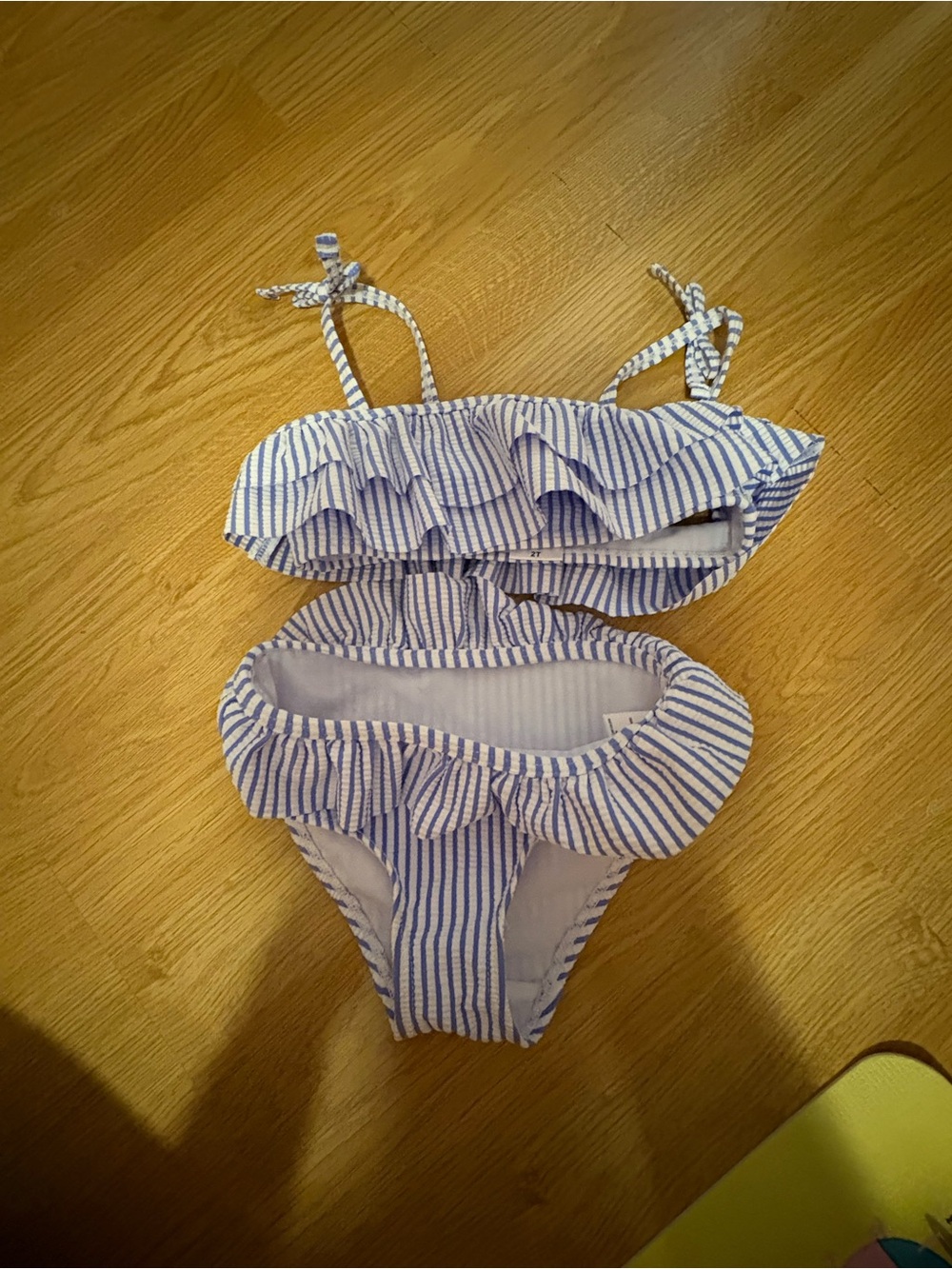 Ruffle Butts Blue and White Striped Ruffle Bikini